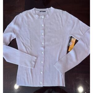 Maya Lilac Cardigan Button Front Long Sleeve Ribbed Sweater Size L